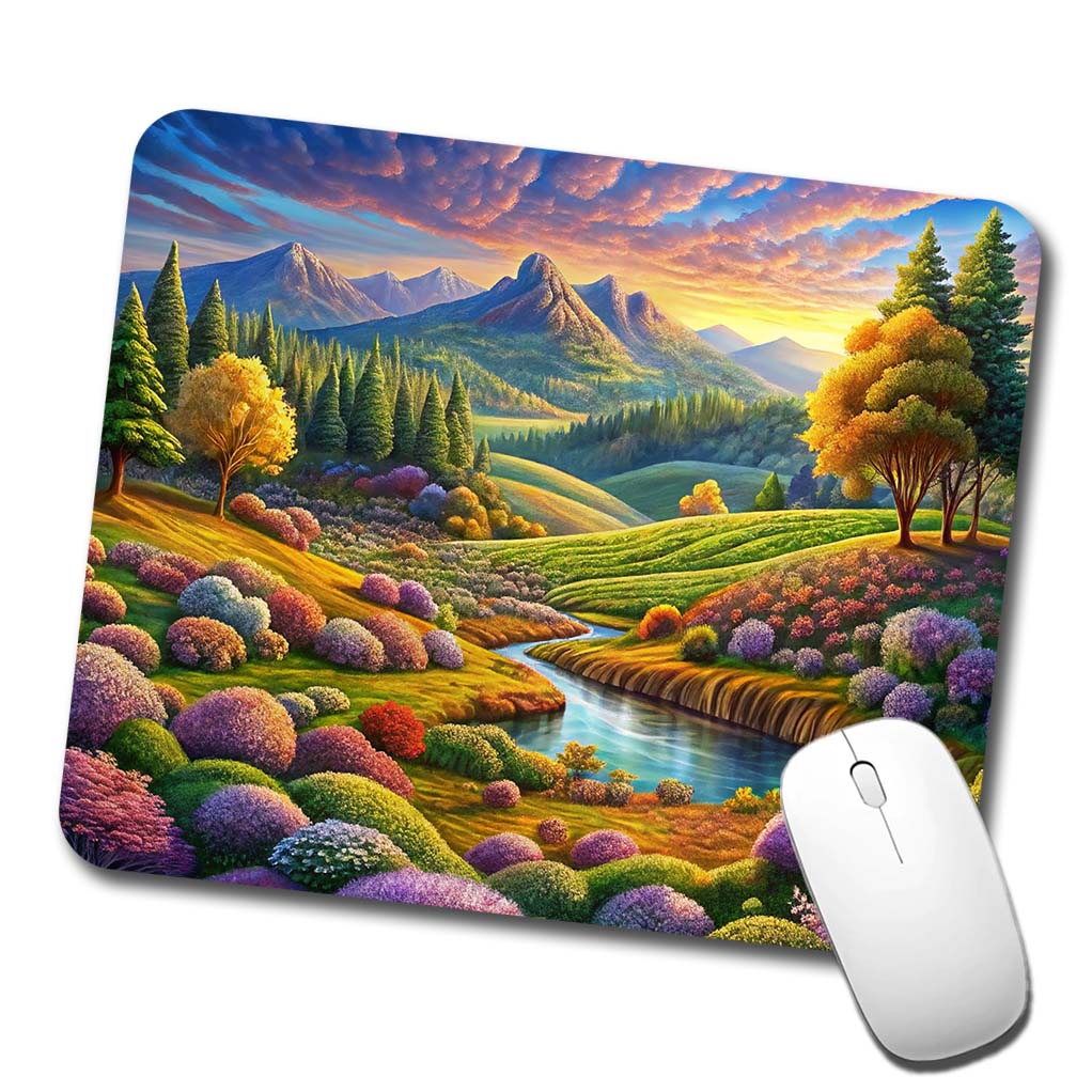 Beautiful Colorful Pastel Landscape Low Profile Mouse Pad Mat