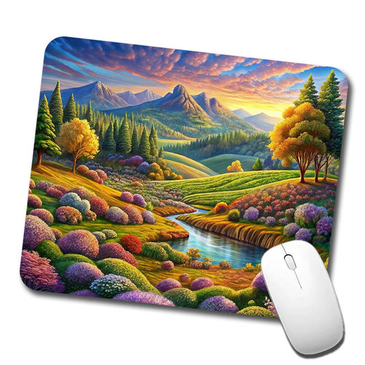 Beautiful Colorful Pastel Landscape Low Profile Mouse Pad Mat