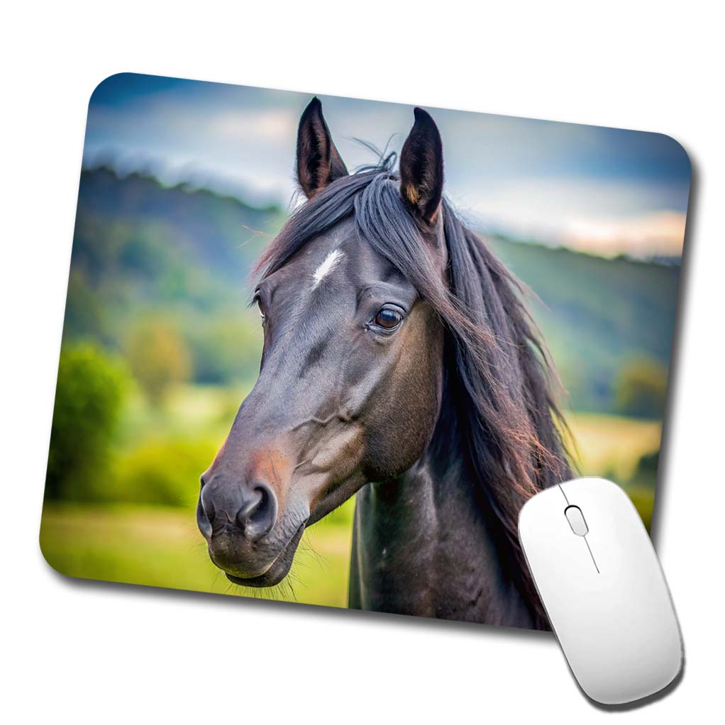 Black Horse Face Low Profile Mouse Pad Mat