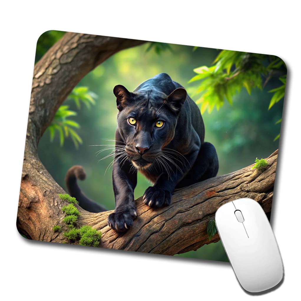 Black Panther on Branch Low Profile Mouse Pad Mat