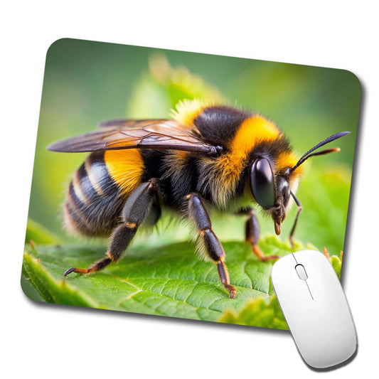 Bumblebee Bee on Leaf Low Profile Mouse Pad Mat