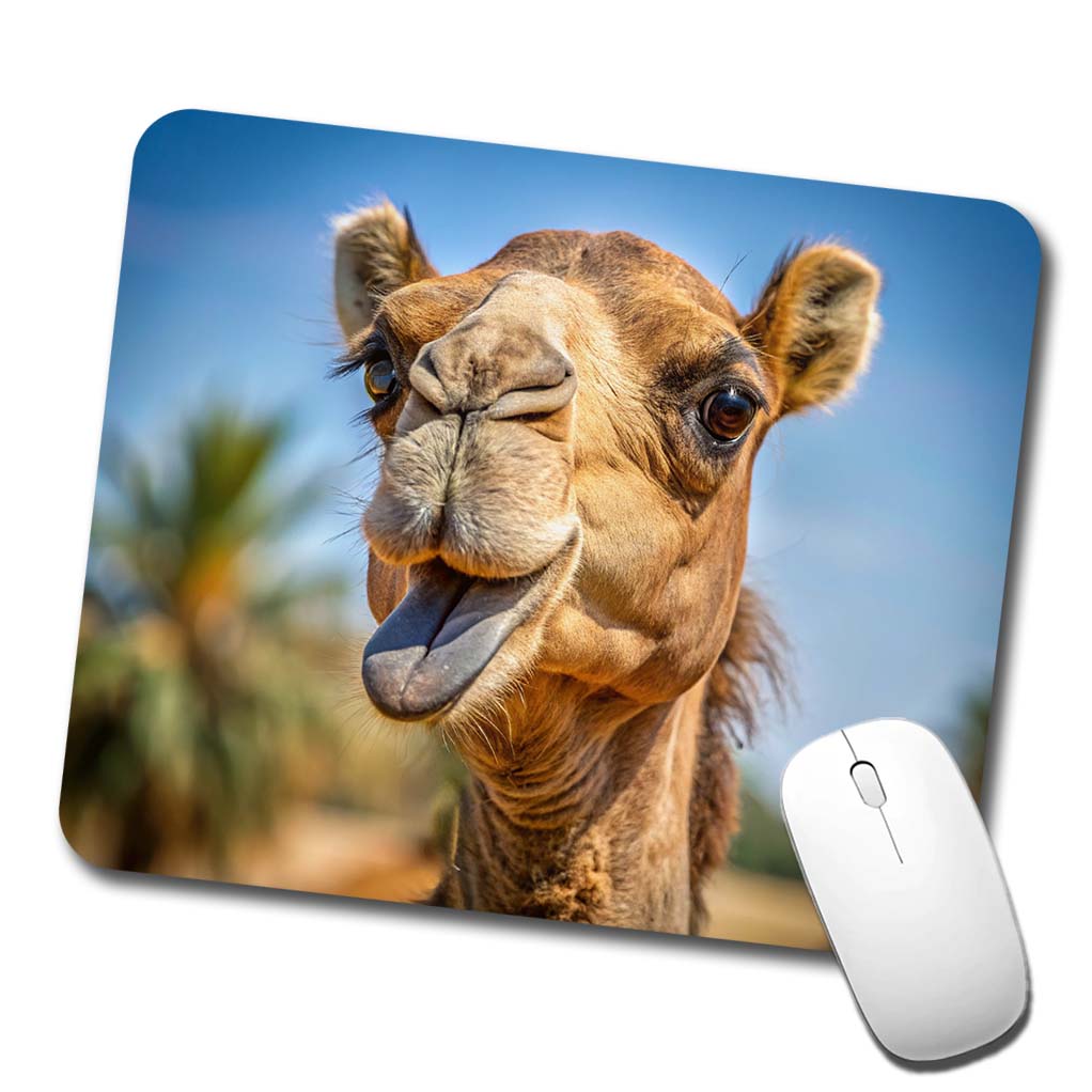 Camel Face With Tongue Sticking Out Low Profile Mouse Pad Mat