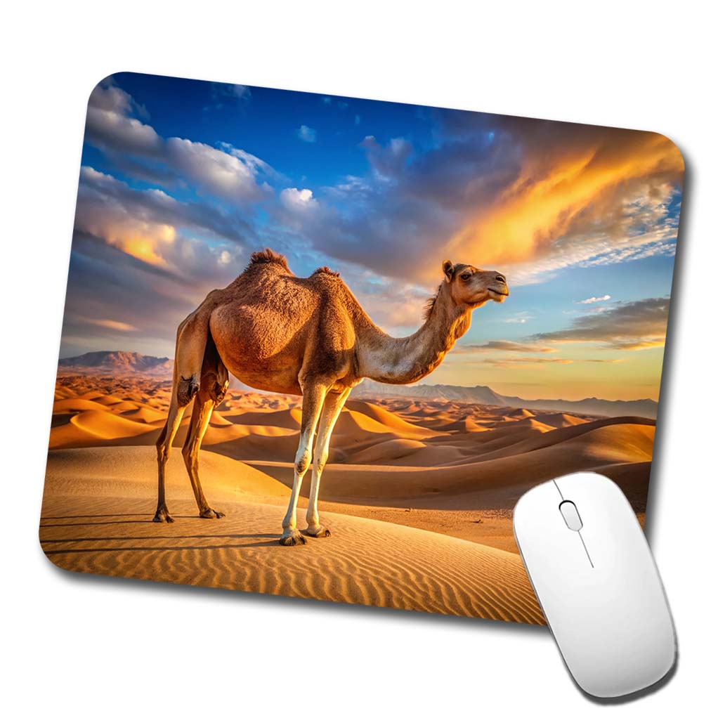 Camel Standing In Desert Low Profile Mouse Pad Mat