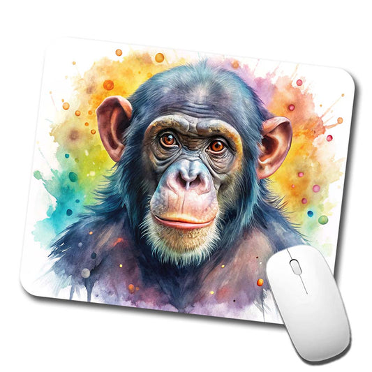 Chimpanzee Monkey Watercolor Low Profile Mouse Pad Mat