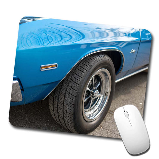 Classic Blue Muscle Car Low Profile Mouse Pad Mat
