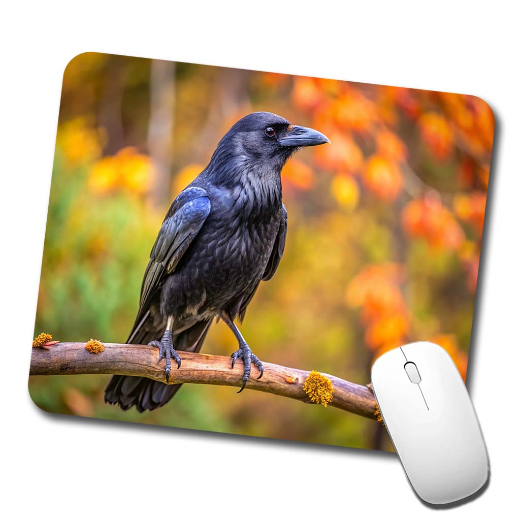 Common Raven Backyard Bird Low Profile Mouse Pad Mat