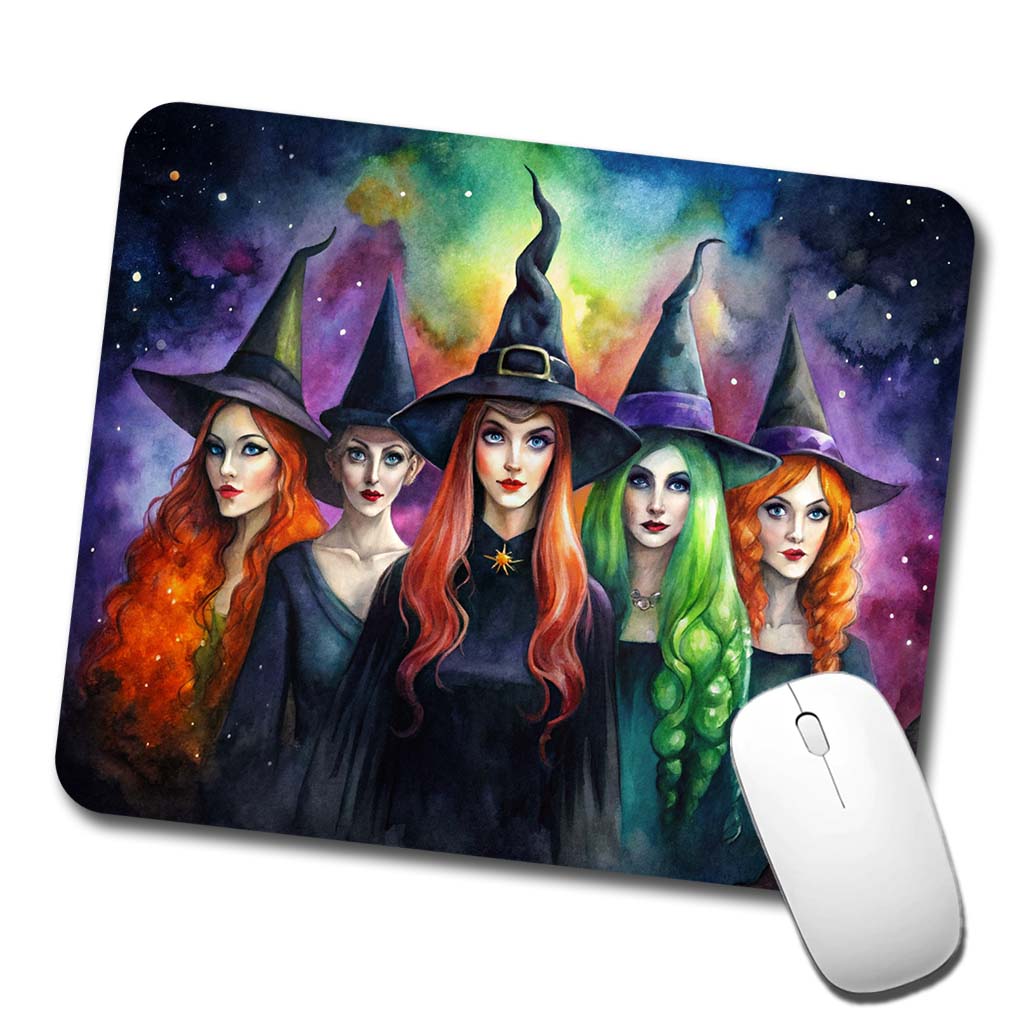 Coven Of Witches Black Watercolor Low Profile Mouse Pad Mat