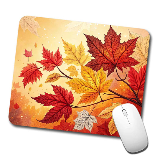 Fall Autumn Leaves Design Low Profile Mouse Pad Mat