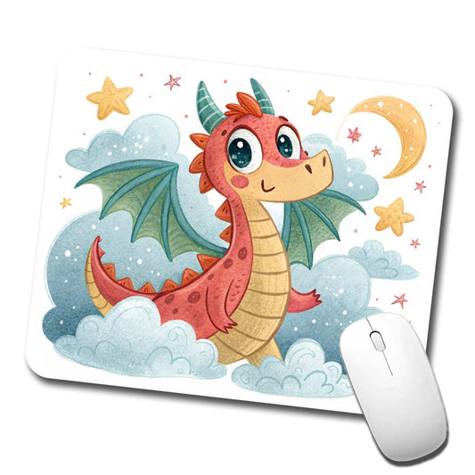 Fantasy Dragon Children's Illustration Style Low Profile Mouse Pad Mat
