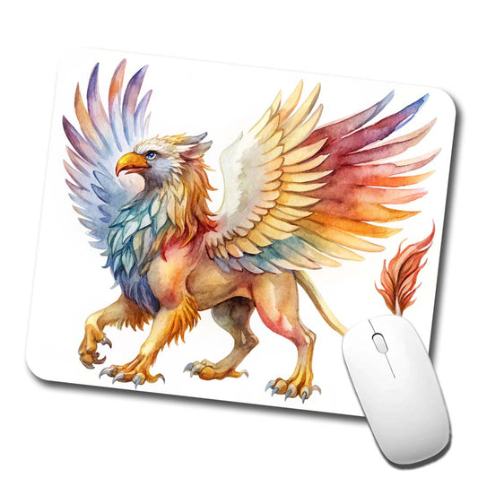 Fantasy Griffin Mythical Creature Watercolor Low Profile Mouse Pad Mat