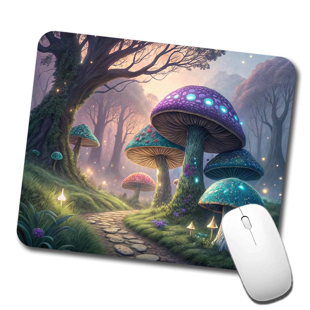 Fantasy Mushroom Forest Path Low Profile Mouse Pad Mat