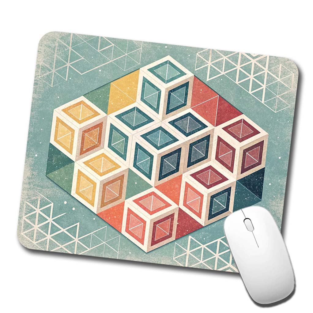 Geometric Cube Pattern Design Low Profile Mouse Pad Mat