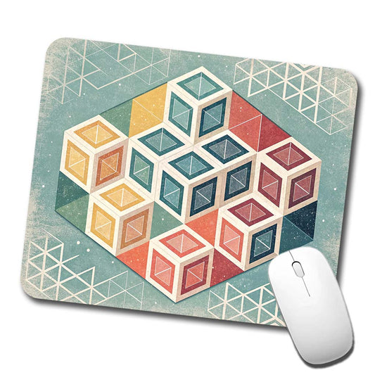 Geometric Cube Pattern Design Low Profile Mouse Pad Mat