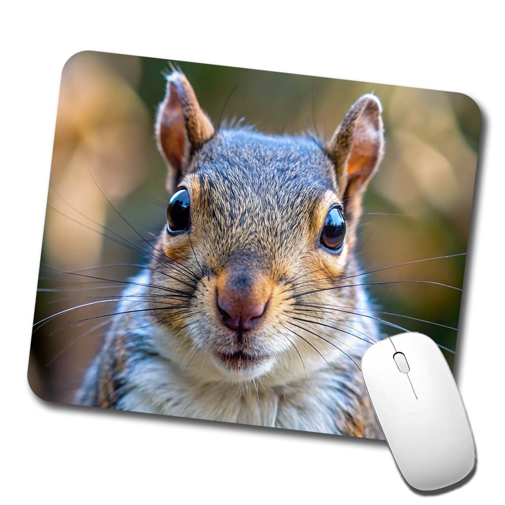 Gray Squirrel Face Low Profile Mouse Pad Mat