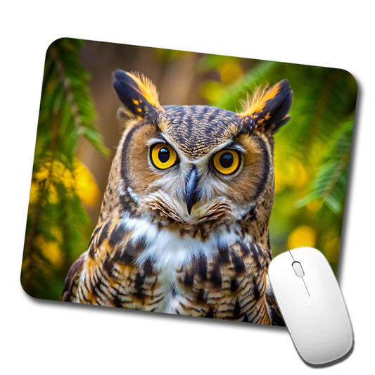Great Horned Owl Raptor Bird Of Prey Low Profile Mouse Pad Mat