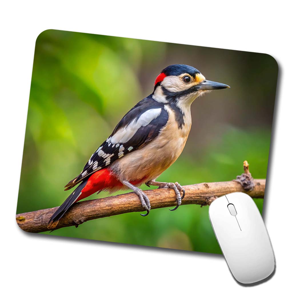 Great Spotted Woodpecker Backyard Bird Low Profile Mouse Pad Mat