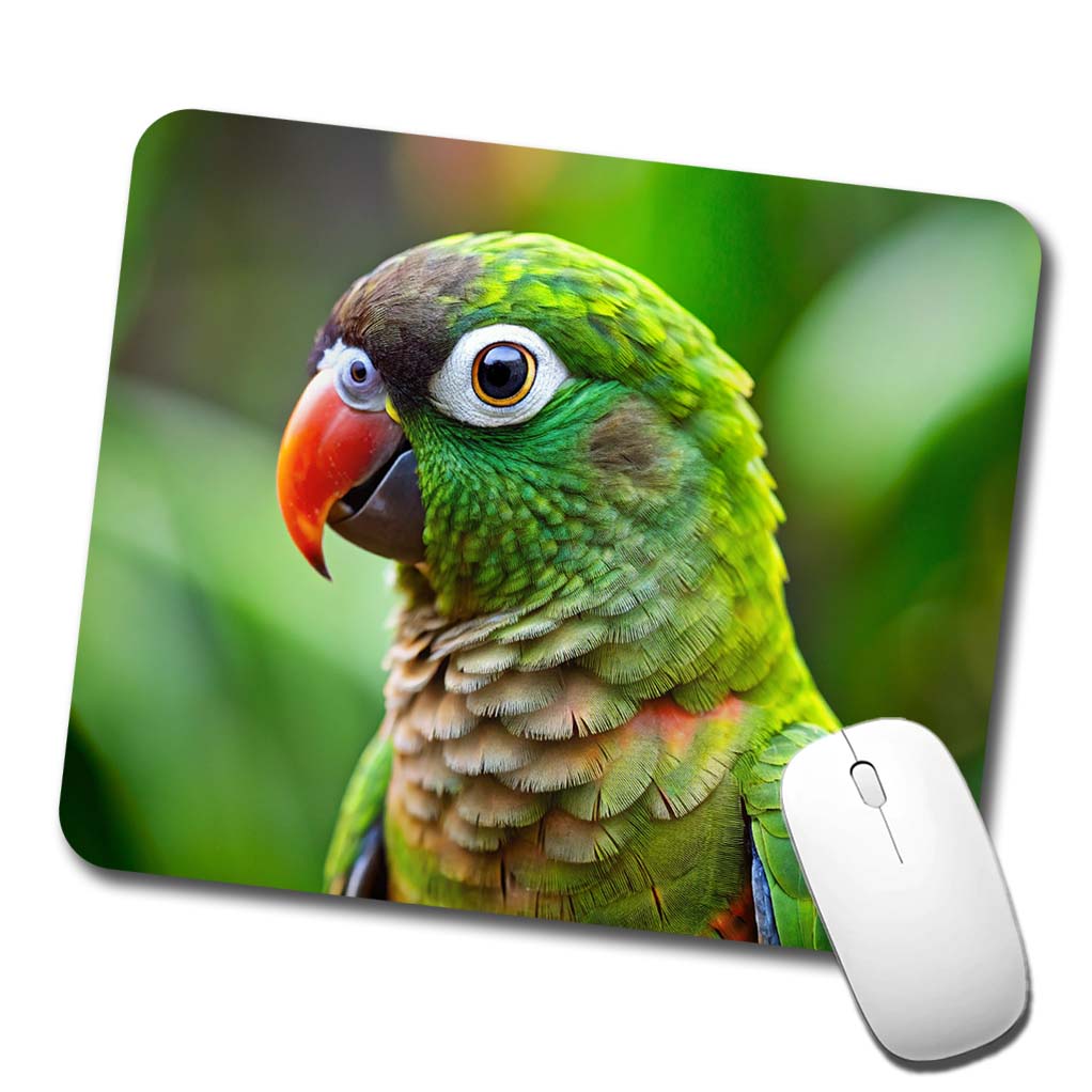 Green Conure Parakeet Bird Low Profile Mouse Pad Mat