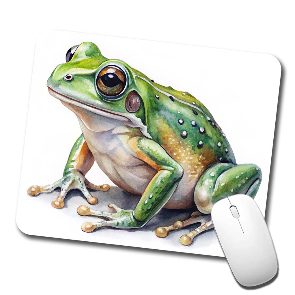 Green Frog Watercolor Low Profile Mouse Pad Mat