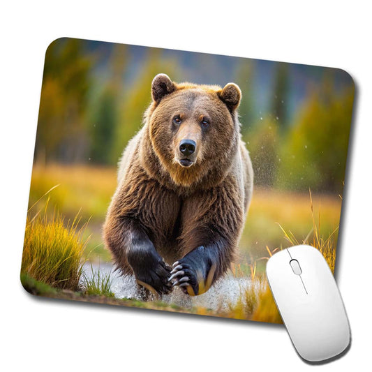 Grizzly Bear Chasing You Low Profile Mouse Pad Mat