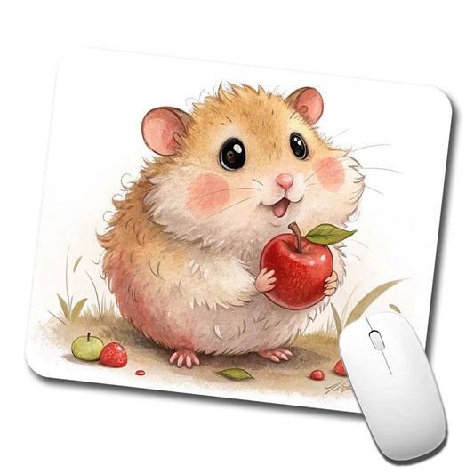 Hamster Children's Illustration Style Low Profile Mouse Pad Mat