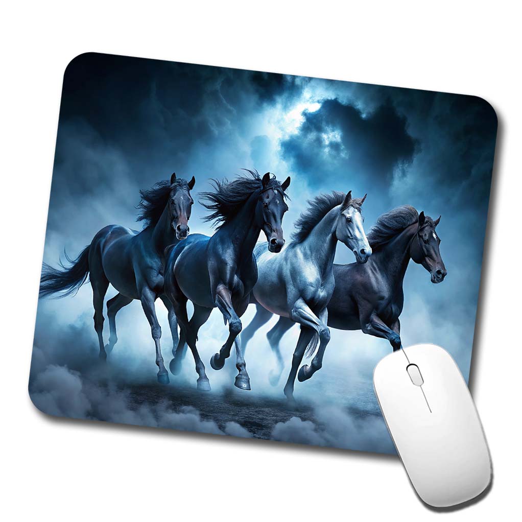 Horses Galloping Out Of The Night Mists Low Profile Mouse Pad Mat