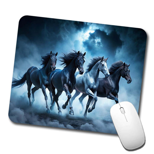 Horses Galloping Out Of The Night Mists Low Profile Mouse Pad Mat