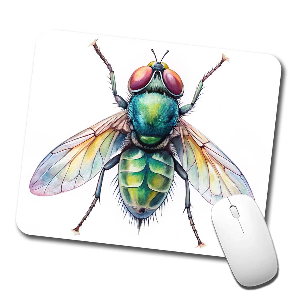 Housefly Fly Watercolor Low Profile Mouse Pad Mat