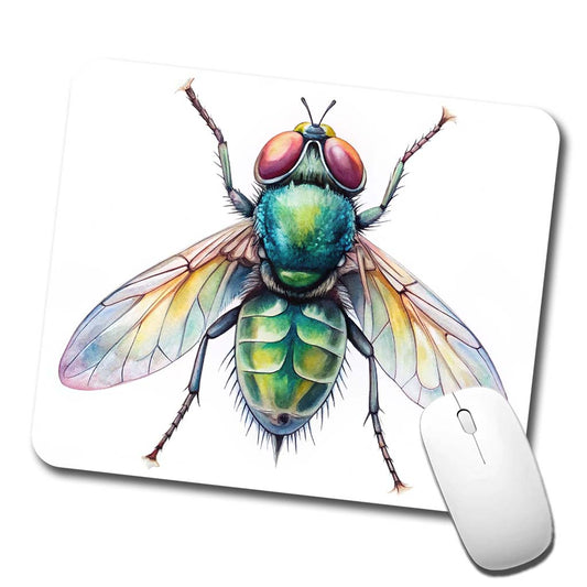 Housefly Fly Watercolor Low Profile Mouse Pad Mat