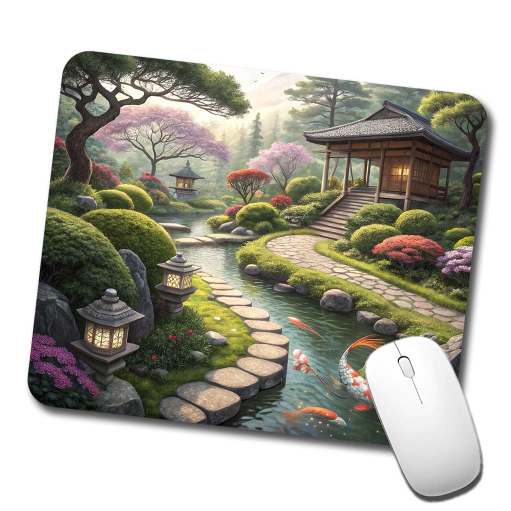 Japanese Garden with Koi Low Profile Mouse Pad Mat