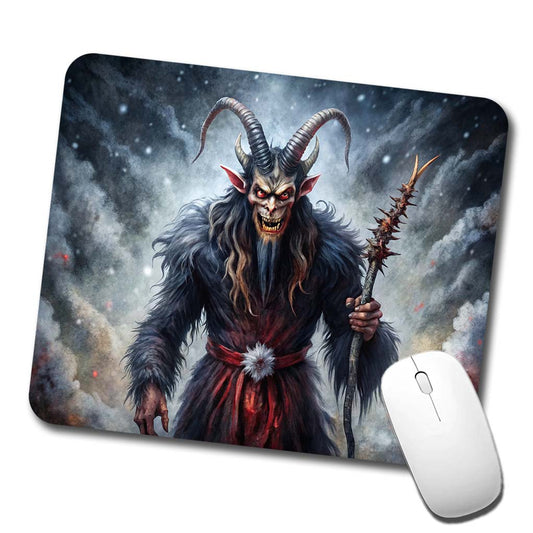 Krampus Black Watercolor Background Low Profile Mouse Pad Mat