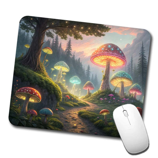 Magical Mushroom Garden Path Low Profile Mouse Pad Mat
