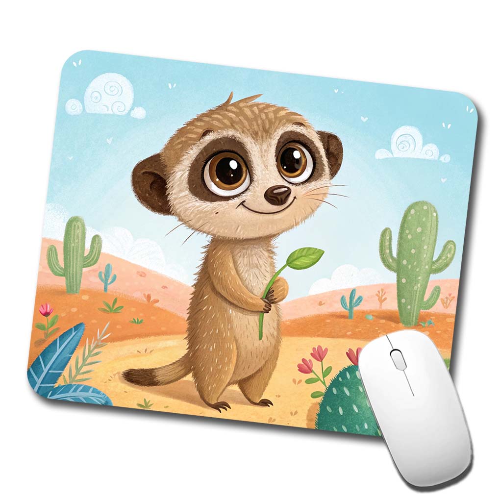 Meerkat Children's Illustration Style Low Profile Mouse Pad Mat