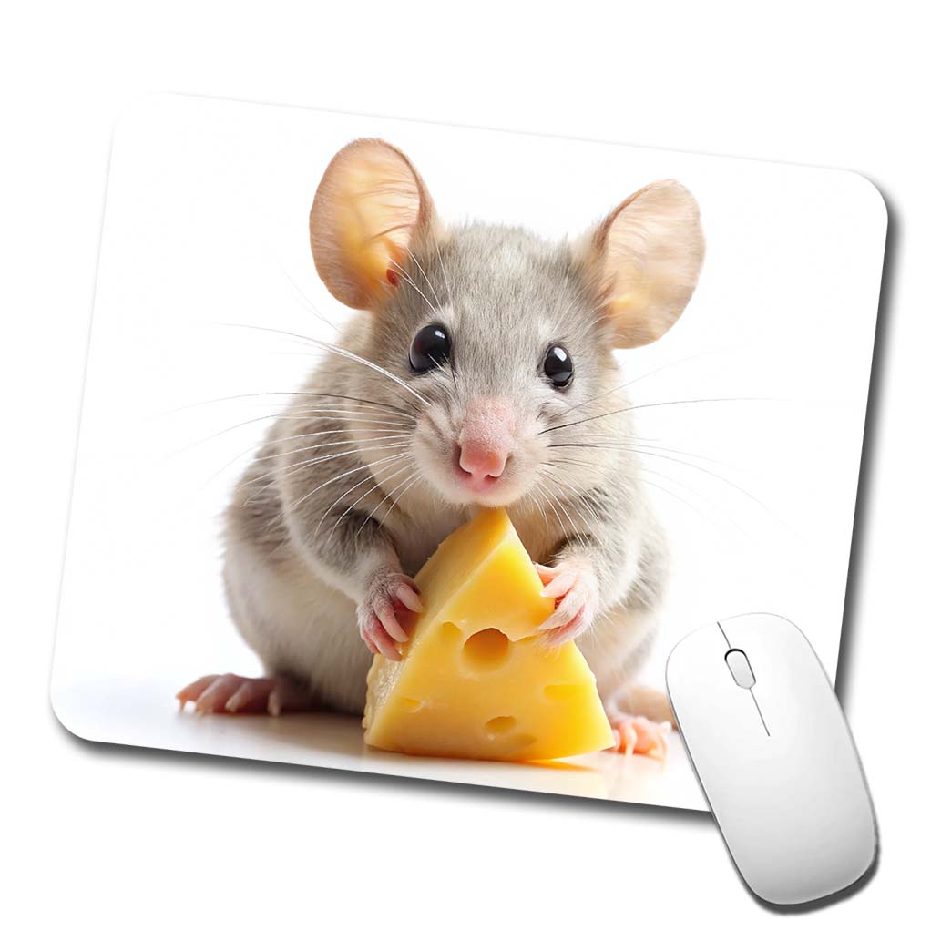 Mouse With A Piece Of Cheese Low Profile Mouse Pad Mat