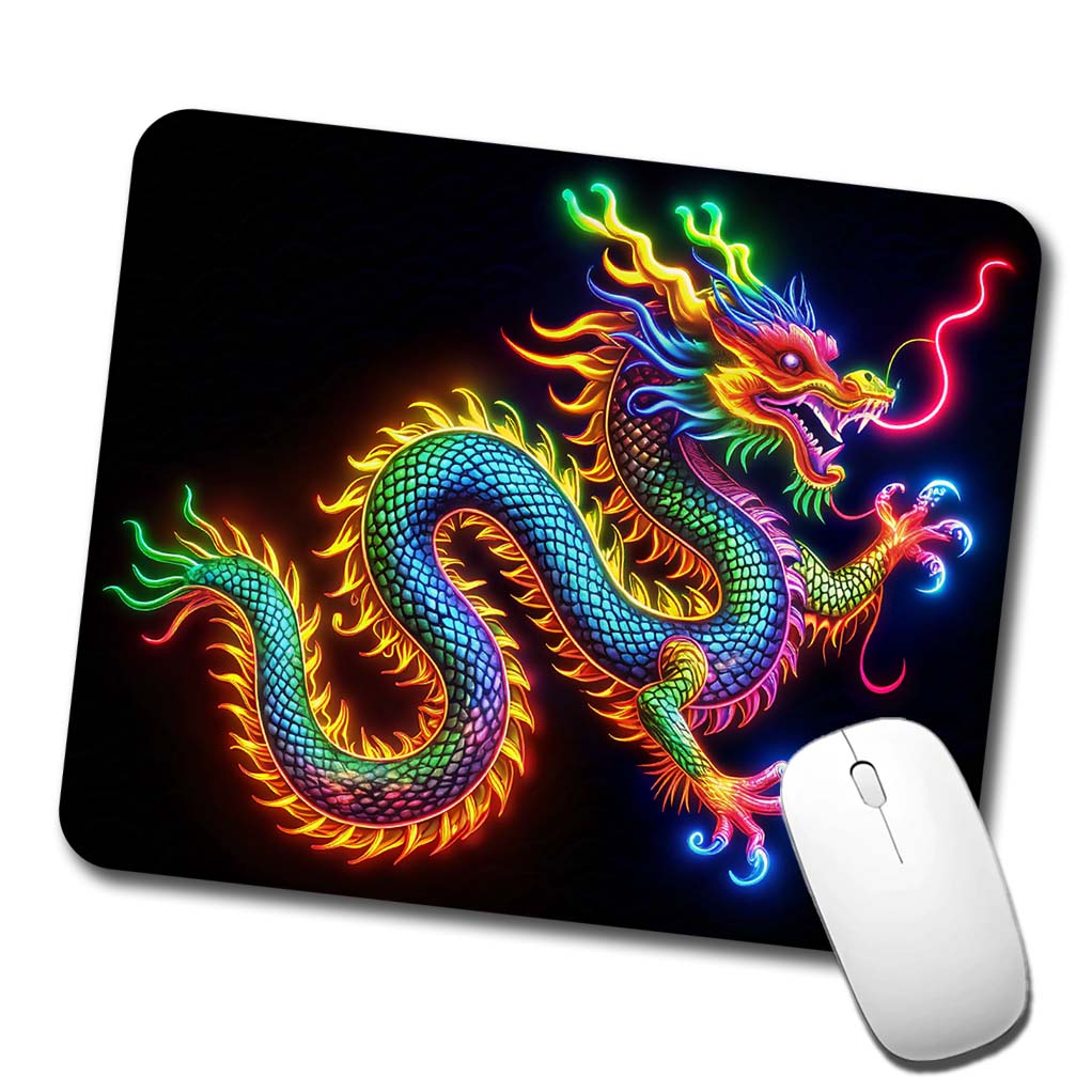 Neon Asian Dragon Low Profile Mouse Pad Mat