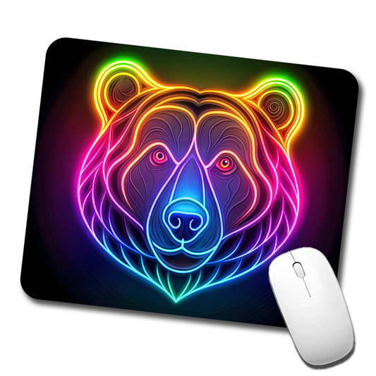 Neon Bear Face Low Profile Mouse Pad Mat