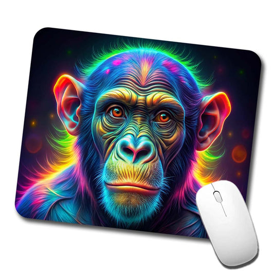 Neon Chimpanzee Monkey Low Profile Mouse Pad Mat