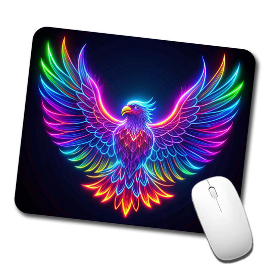 Neon Eagle Firebird Bird Low Profile Mouse Pad Mat