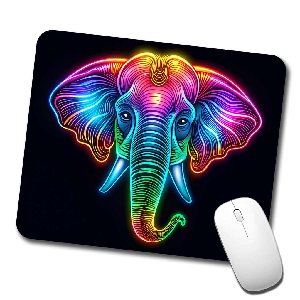 Neon Elephant Face Low Profile Mouse Pad Mat