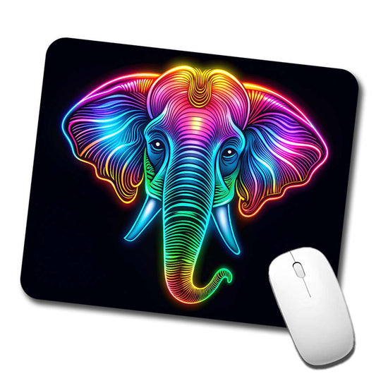Neon Elephant Face Low Profile Mouse Pad Mat