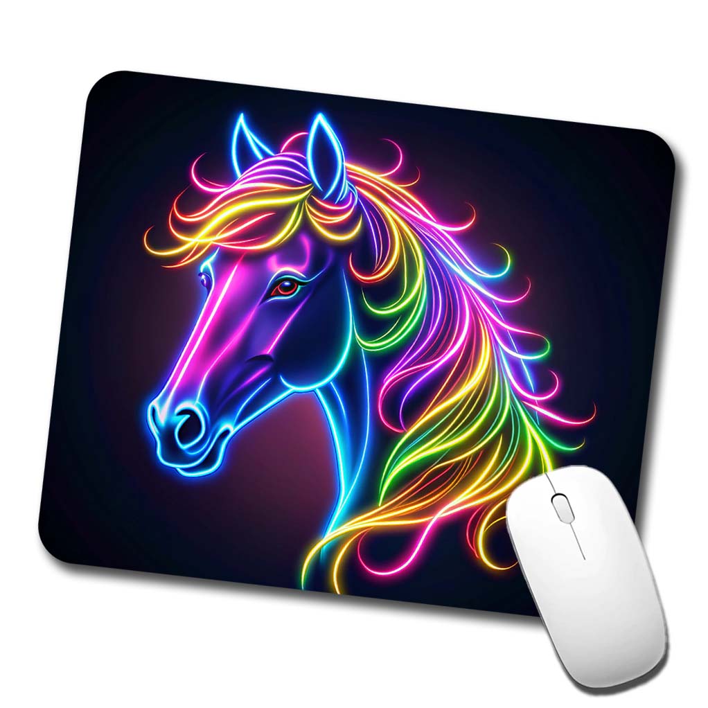 Neon Horse Head Low Profile Mouse Pad Mat