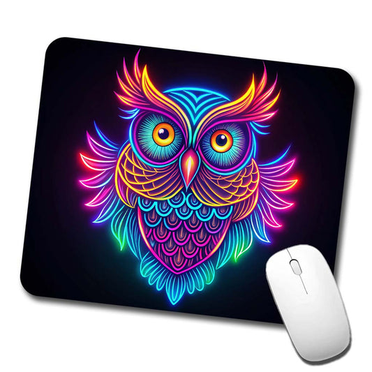 Neon Owl Low Profile Mouse Pad Mat