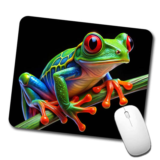 Neon Red-Eyed Tree Frog Low Profile Mouse Pad Mat