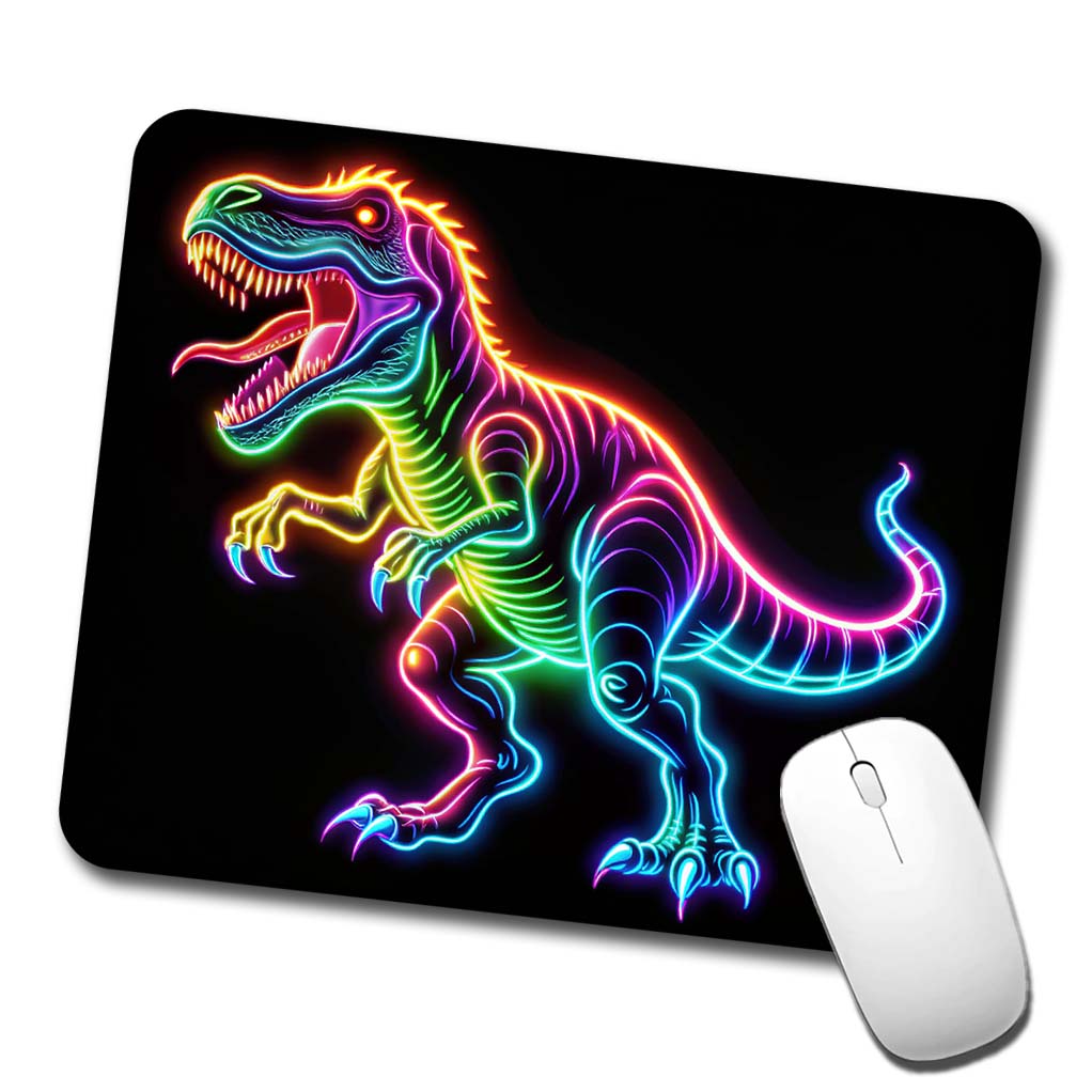 Neon T-Rex Dinosaur Low Profile Mouse Pad Mat