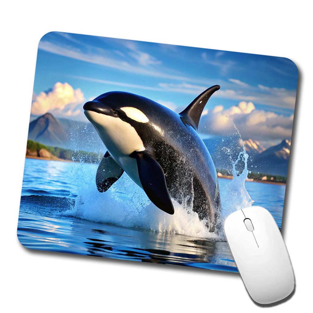Orca Killer Whale Jumping Low Profile Mouse Pad Mat