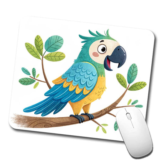 Parrot Children's Illustration Style Low Profile Mouse Pad Mat