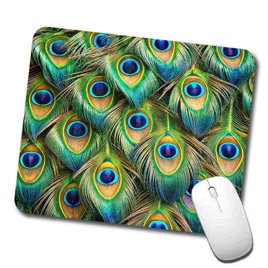 Peacock Feathers Pattern Low Profile Mouse Pad Mat