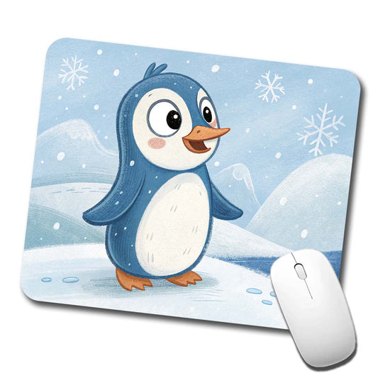 Penguin Children's Illustration Style Low Profile Mouse Pad Mat