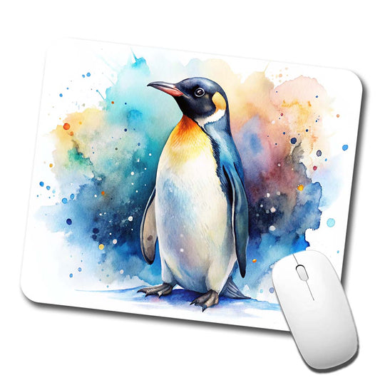 Penguin Watercolor Low Profile Mouse Pad Mat