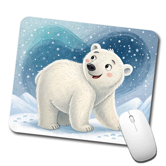 Polar Bear Children's Illustration Style Low Profile Mouse Pad Mat