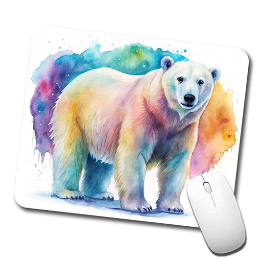 Polar Bear Watercolor Low Profile Mouse Pad Mat